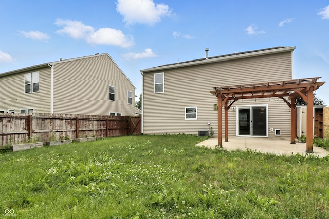 1236 N Aberdeen Dr, Franklin, IN 46131 - back of property with a pergola, a patio area, and a fenced backyard