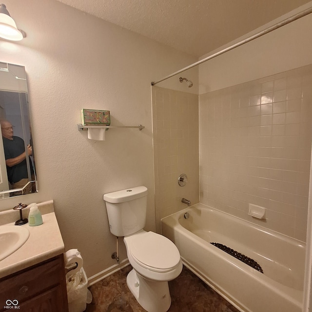 10775 Cyrus Dr, Indianapolis, IN 46231 - full bathroom featuring vanity,  shower combination, and a textured ceiling