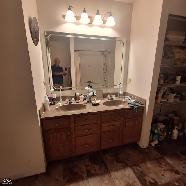 10775 Cyrus Dr, Indianapolis, IN 46231 - full bath featuring double vanity and a shower with shower curtain