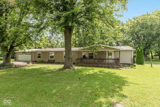 305 Pike St, Darlington, IN 47940 - view of front facade featuring a garage, a front lawn, concrete driveway, and a porch