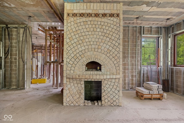 4945 S 100 E, Lafayette, IN 47909 - unfurnished living room with a brick fireplace