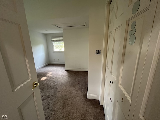 1900 S 25th St, Terre Haute, IN 47802 - corridor featuring dark colored carpet and attic access