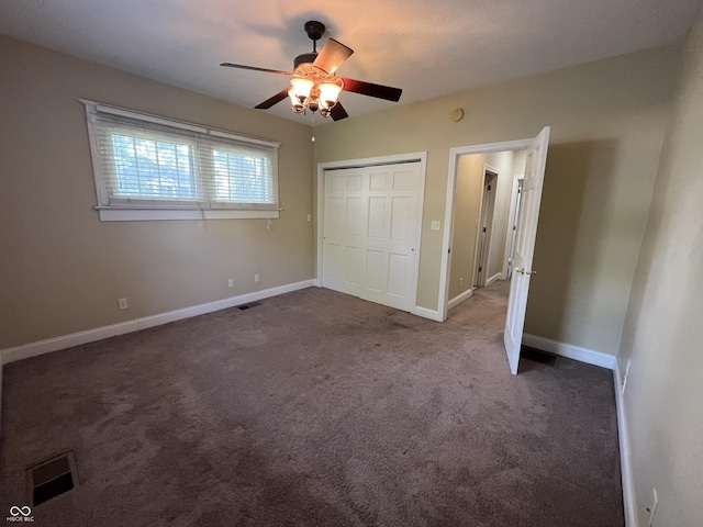 1900 S 25th St, Terre Haute, IN 47802 - unfurnished bedroom with a closet, carpet floors, and ceiling fan