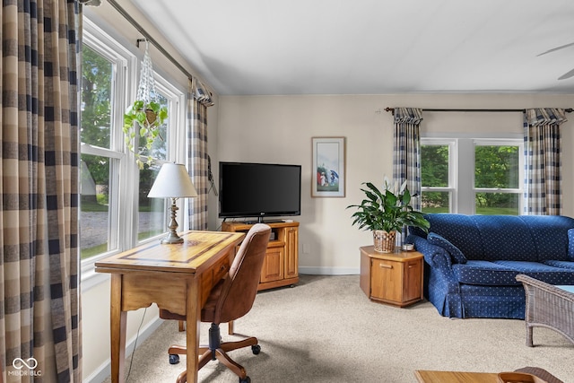 9030 E 700 S, Elizabethtown, IN 47232 - home office with healthy amount of natural light, carpet flooring, and a ceiling fan