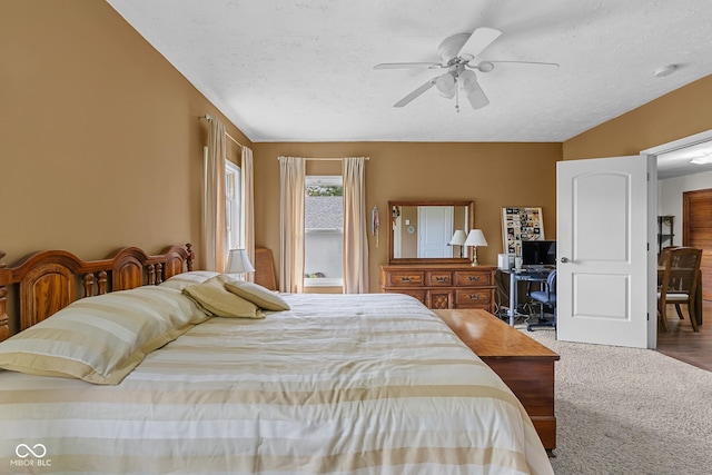 9030 E 700 S, Elizabethtown, IN 47232 - bedroom featuring carpet, a ceiling fan, and a textured ceiling