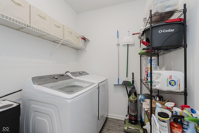 5809 Terracotta Trce, Mccordsville, IN 46055 - laundry area featuring washer and clothes dryer and wood finished floors