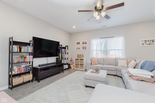 5809 Terracotta Trce, Mccordsville, IN 46055 - living room with wood finished floors, a ceiling fan, and recessed lighting