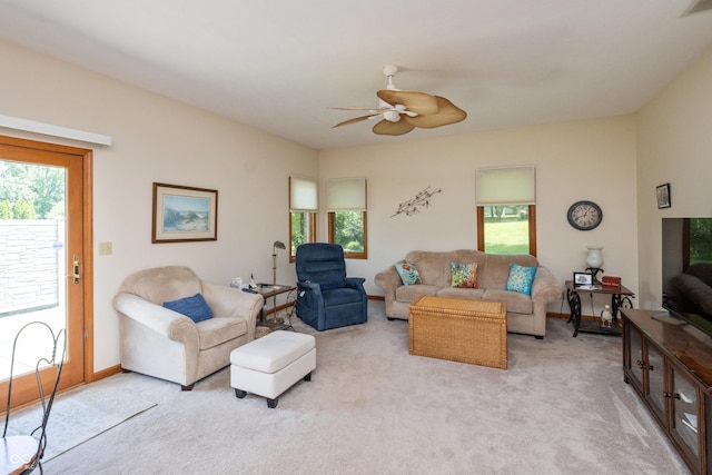 439 Alisa Ave, Seymour, IN 47274 - living area with light carpet and a ceiling fan
