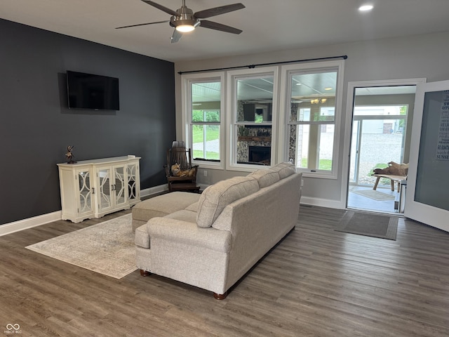 188 Gettysburg, Coatesville, IN 46121 - living room with ceiling fan and wood finished floors