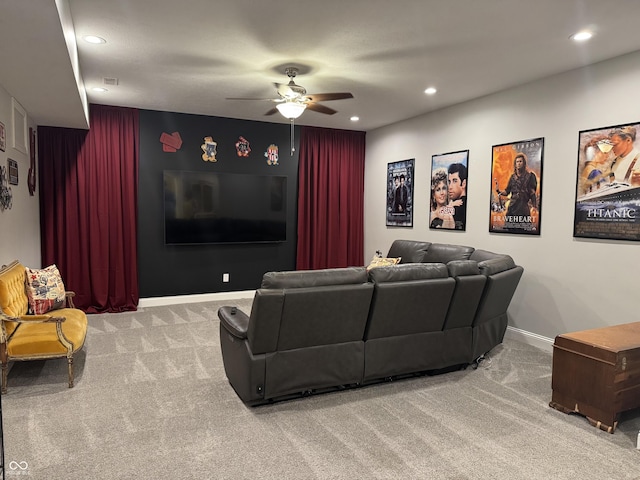 188 Gettysburg, Coatesville, IN 46121 - carpeted cinema room with recessed lighting and ceiling fan