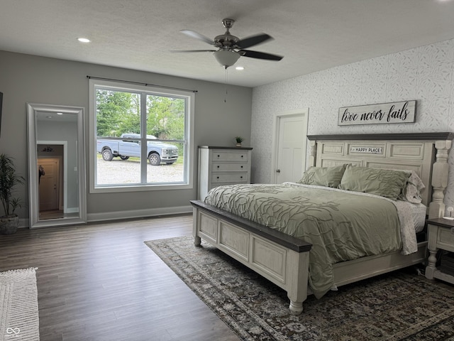188 Gettysburg, Coatesville, IN 46121 - bedroom featuring wood finished floors, ceiling fan, recessed lighting, and a textured ceiling