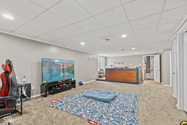 7350 Gold King Way, Indianapolis, IN 46259 - carpeted living area featuring recessed lighting and a drop ceiling