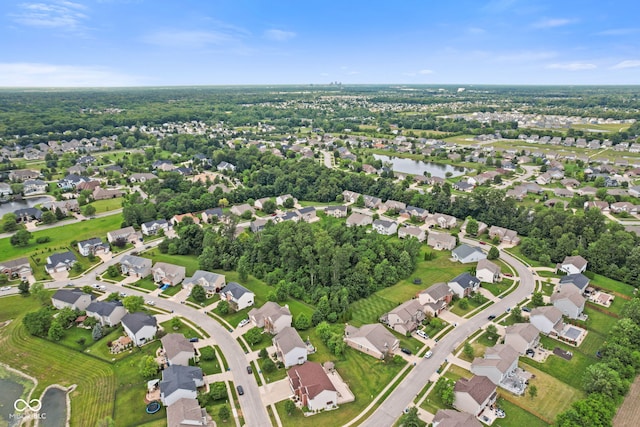 7350 Gold King Way, Indianapolis, IN 46259 - aerial view of property and surrounding area with nearby suburban area and a large body of water