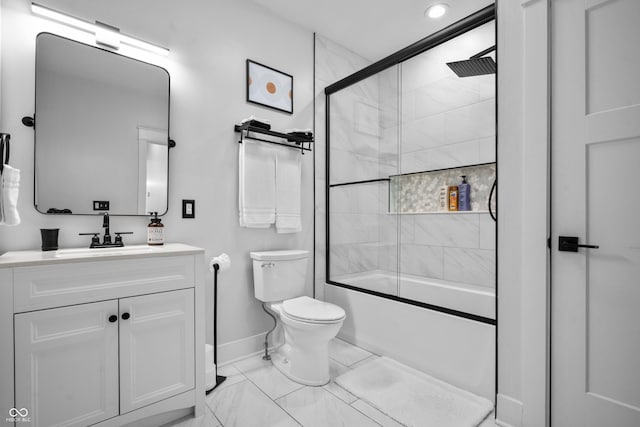 934 Calvary St, Indianapolis, IN 46203 - full bathroom featuring enclosed tub / shower combo, vanity, and recessed lighting