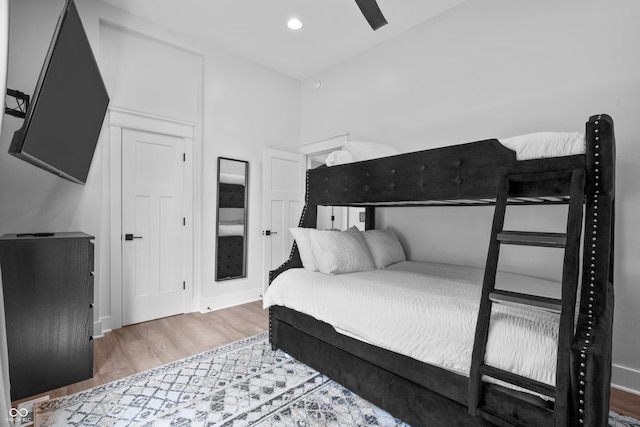 934 Calvary St, Indianapolis, IN 46203 - bedroom featuring wood finished floors and a ceiling fan