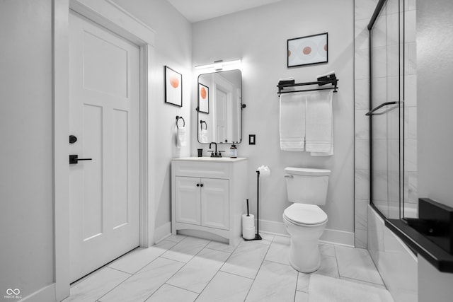 934 Calvary St, Indianapolis, IN 46203 - full bath featuring vanity, bath / shower combo with glass door, and marble finish floors