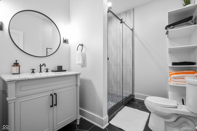 934 Calvary St, Indianapolis, IN 46203 - full bath featuring a shower stall, vanity, and tile patterned flooring