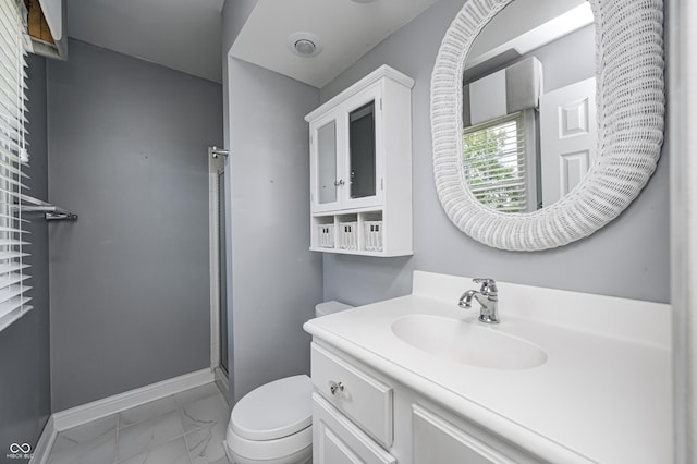 303 E County Road 500 N, Pittsboro, IN 46167 - full bath with marble finish flooring, vanity, and a shower stall