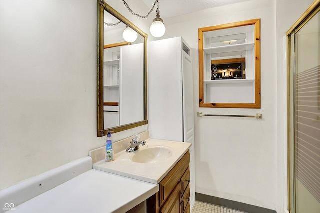 6430 E Southport Rd, Indianapolis, IN 46237 - full bath featuring vanity and a shower with shower door