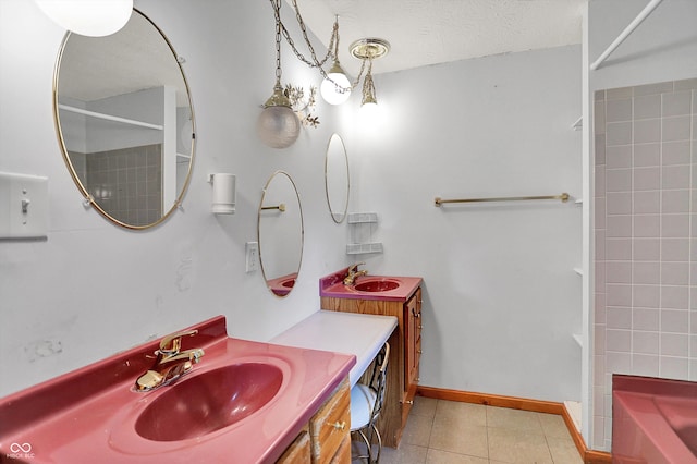 6430 E Southport Rd, Indianapolis, IN 46237 - bathroom featuring vanity, tile patterned flooring, and  shower combination