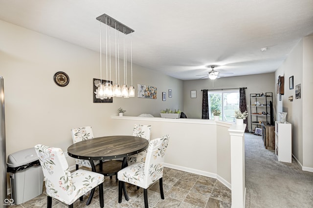 1331 Mccormicks Cir, Danville, IN 46122 - dining area with baseboards and ceiling fan