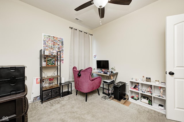 1331 Mccormicks Cir, Danville, IN 46122 - office area featuring carpet and ceiling fan