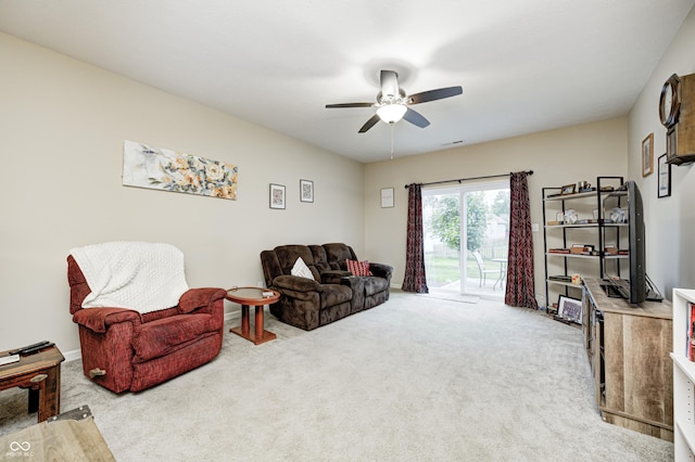 1331 Mccormicks Cir, Danville, IN 46122 - living room featuring ceiling fan and carpet flooring