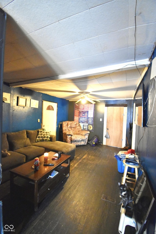 2638 S Mcclure St, Indianapolis, IN 46241 - living area featuring hardwood / wood-style flooring and ceiling fan