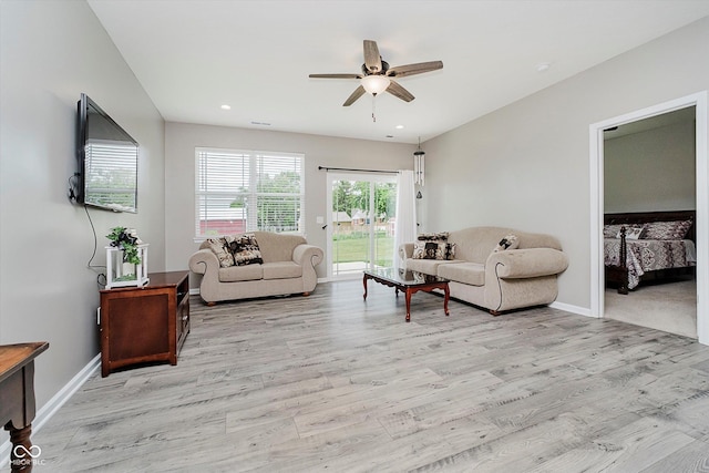 6644 Aberdeen Dr, Mccordsville, IN 46055 - living area with ceiling fan, wood finished floors, and recessed lighting