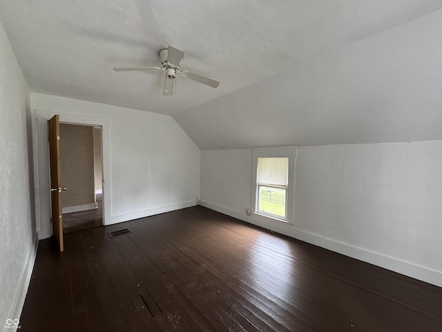 401 S W St, Kempton, IN 46049 - bonus room with dark wood finished floors, ceiling fan, and lofted ceiling