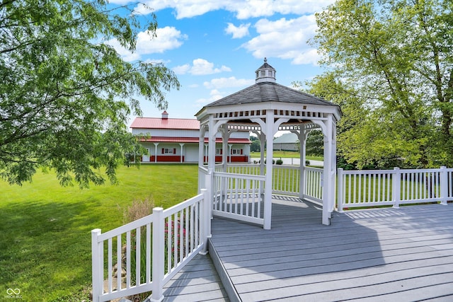 11250 N 600 W, Fountaintown, IN 46130 - wooden deck with a lawn and a gazebo