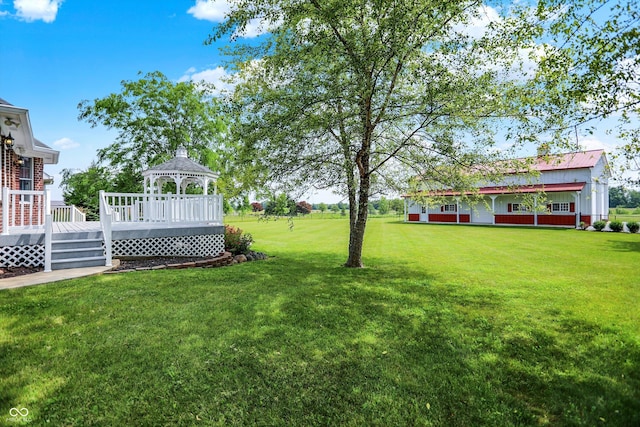 11250 N 600 W, Fountaintown, IN 46130 - view of grassy yard with a gazebo and a deck