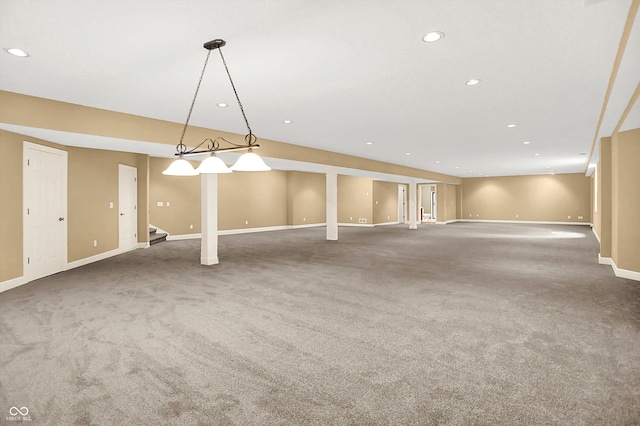 11250 N 600 W, Fountaintown, IN 46130 - finished below grade area featuring carpet flooring, stairs, and recessed lighting