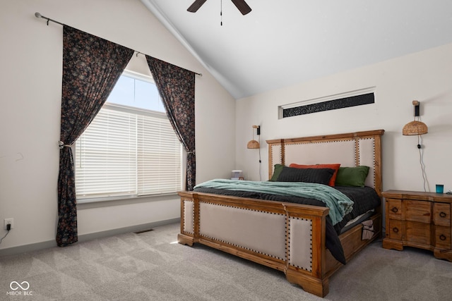 320 Briar Hill Dr, Whiteland, IN 46184 - bedroom featuring lofted ceiling, carpet flooring, and ceiling fan