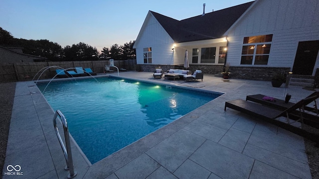 320 Briar Hill Dr, Whiteland, IN 46184 - view of swimming pool with outdoor lounge area, a patio area, and a fenced backyard