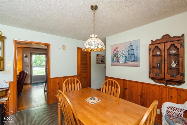 2808 Woodside Dr, Plainfield, IN 46168 - dining room with a wainscoted wall, wood walls, and a textured ceiling