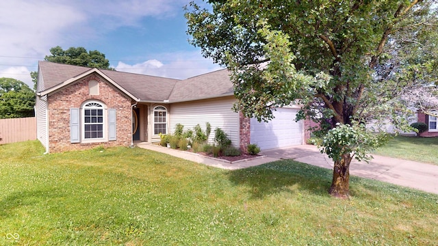 6640 Chipping Ct, Indianapolis, IN 46268 - ranch-style house featuring brick siding, driveway, a garage, and a shingled roof
