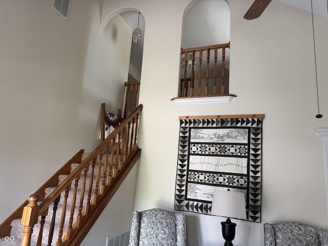 1626 N Nieman Dr, Greensburg, IN 47240 - staircase featuring ceiling fan