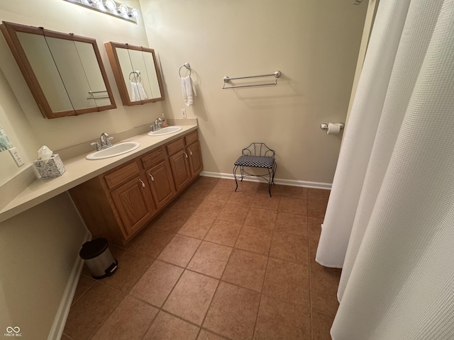 1626 N Nieman Dr, Greensburg, IN 47240 - full bathroom with double vanity and tile patterned floors