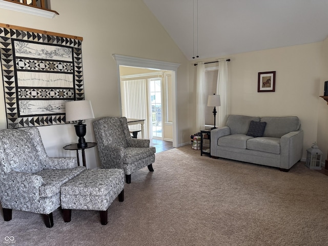1626 N Nieman Dr, Greensburg, IN 47240 - living area with carpet flooring and high vaulted ceiling