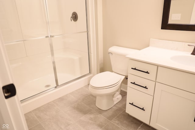 13044 Moorland Ln, Carmel, IN 46074 - bathroom featuring vanity, a stall shower, and tile patterned flooring