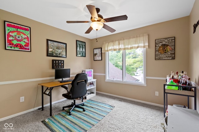 12214 Ridgeside Rd, Indianapolis, IN 46256 - home office featuring carpet flooring and a ceiling fan