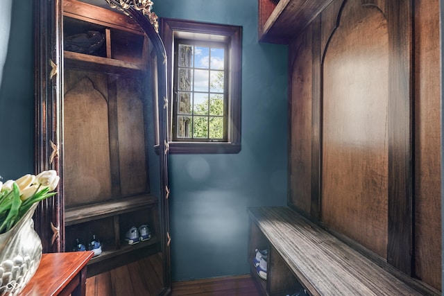 2421 W 39th St, Indianapolis, IN 46228 - mudroom featuring baseboards and wood finished floors