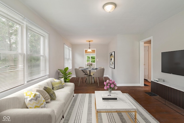 4517 E 16th St, Indianapolis, IN 46201 - living area with dark wood finished floors and baseboards