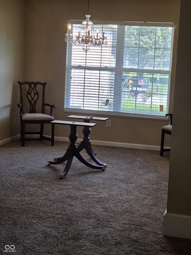 7440 Oakview Dr, Avon, IN 46123 - carpeted dining space featuring a chandelier and baseboards