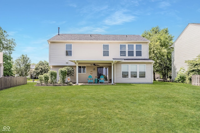 14052 Rayners Ln, Fishers, IN 46037 - back of house with ceiling fan and a patio