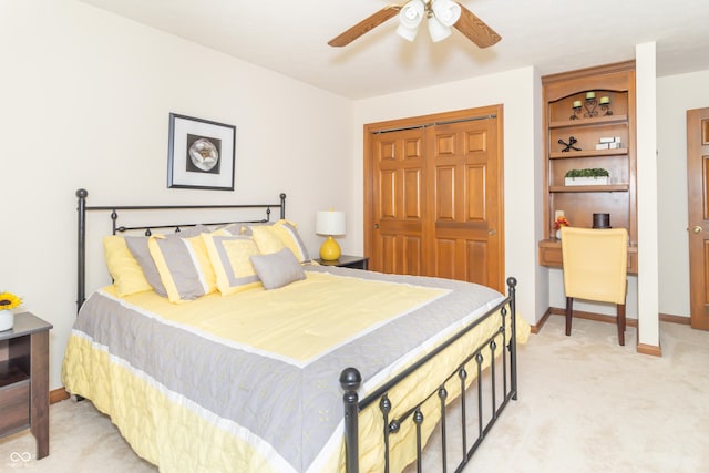 10518 Courageous Dr, Indianapolis, IN 46236 - bedroom with a closet, light colored carpet, and ceiling fan