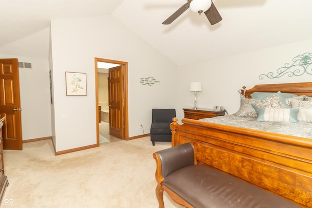 10518 Courageous Dr, Indianapolis, IN 46236 - bedroom with lofted ceiling, light colored carpet, and ceiling fan