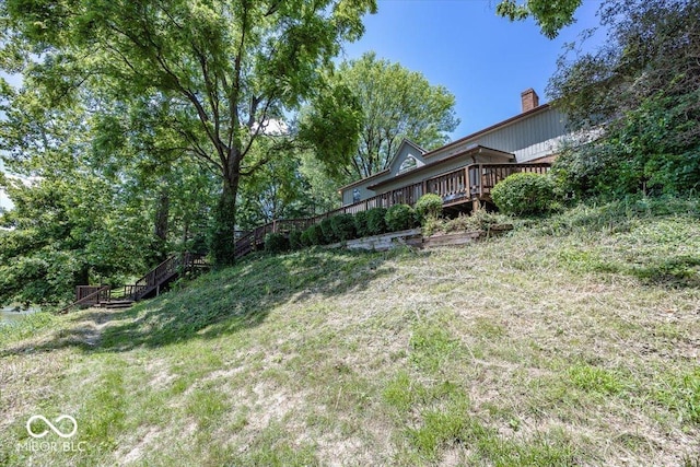 8315 Union Chapel Rd, Indianapolis, IN 46240 - view of yard with a wooden deck and stairs