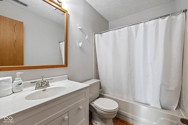 4609 Framington Ct, Indianapolis, IN 46254 - full bathroom with a textured ceiling, vanity, and shower / bathtub combination with curtain
